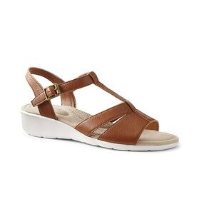 Lands End Cognac Brown Leather Wedge Sandal Women’s Size 8 (NO BOX)